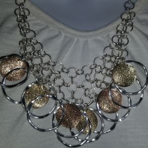 Necklace Fashion Silver Gold Tone Link Bib Dangle